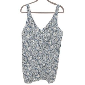 American Eagle Dress Women's XL Blue Floral Cottagecore Mini 100% Cotton NWT